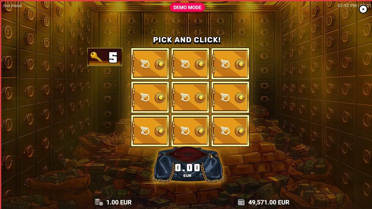 Tampilan visual slot Hot Heist dengan tema neon dan peralatan pencurian