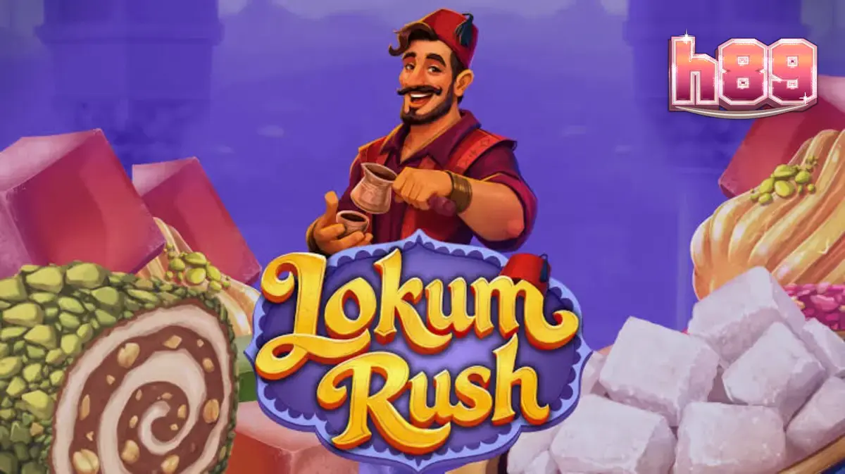 Tampilan visual slot Lokum Rush dengan tema manisan Turki yang ceria
